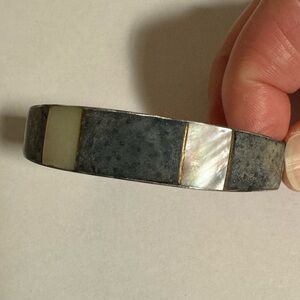 Vintage silver and shell cuff bracelet
